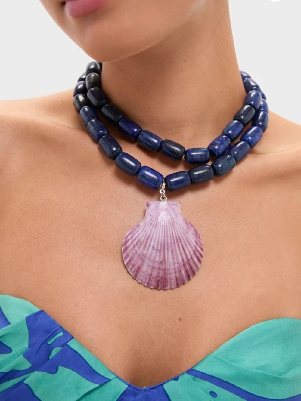 JULIETTA Luma Statement Necklace in Navy & Lilac - Stunning - NEW $375!! - Picture 4 of 7